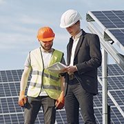 solar energy contractors are installing solar panels at the project site.