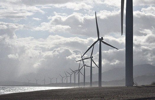 A large number of wind turbine are installed at the coastal area of the sea to get the cheap and green energy.